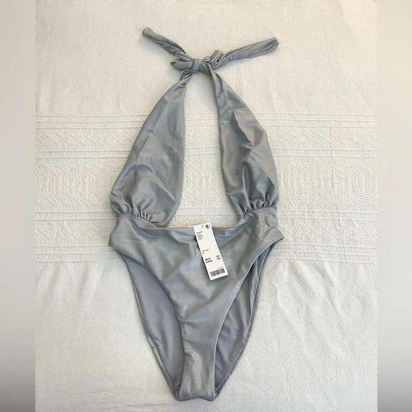 NWT Urban Outfitters Marina Metallic Sexy Shiny One Piece Swimsuit Bathing Suit - Picture 3 of 7